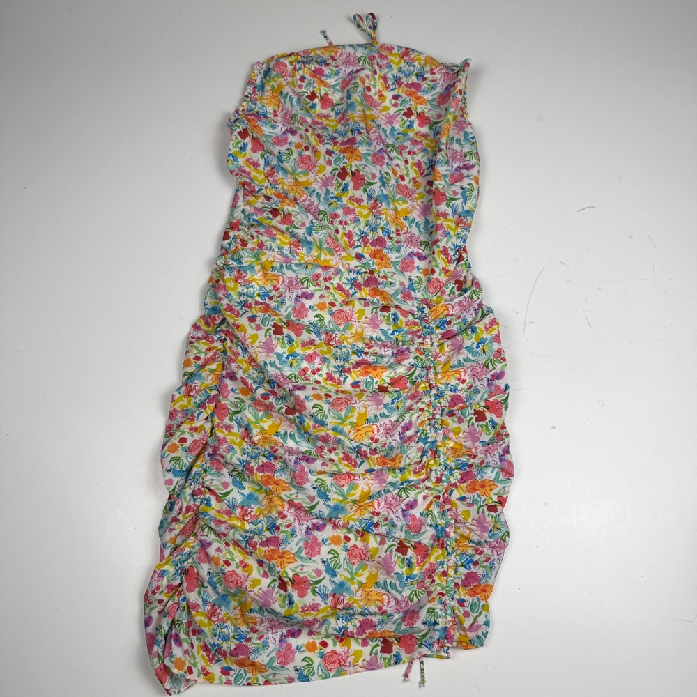 For Love & Lemons Floral Ruched Halter Mini Dress Multi Color Small